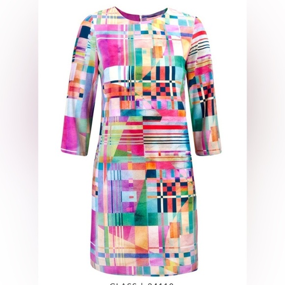 Vilagallo Colorful Shift Dress in pinks and blues- Size L 40 - Picture 1 of 7